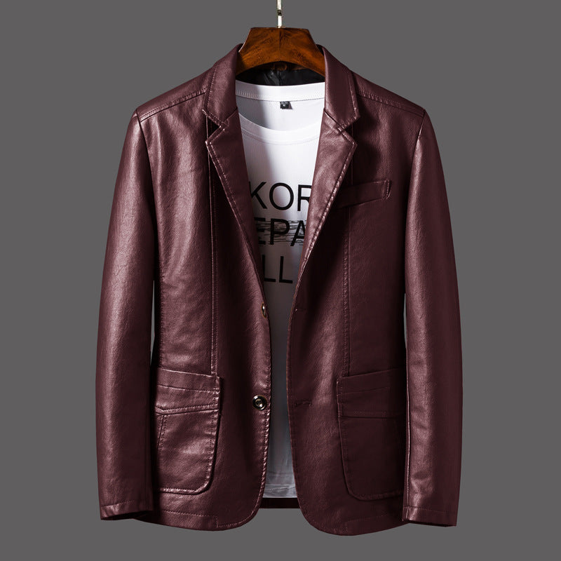Men’s Thin Leather Jacket – Lapel Collar Spring/Summer Outerwear by The Lux Collective