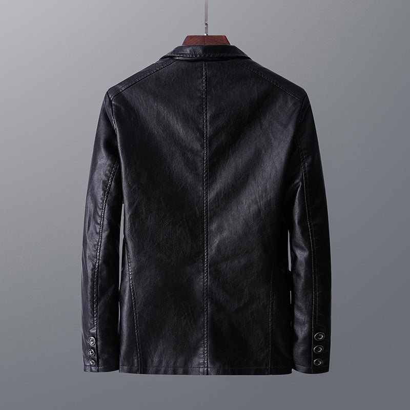Men’s Thin Leather Jacket – Lapel Collar Spring/Summer Outerwear by The Lux Collective