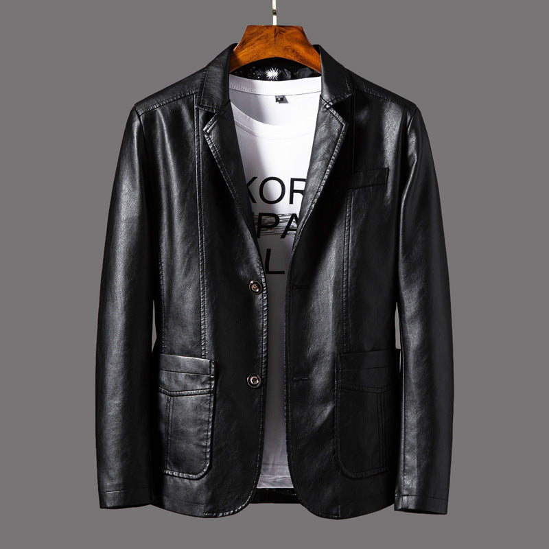 Men’s Thin Leather Jacket – Lapel Collar Spring/Summer Outerwear by The Lux Collective