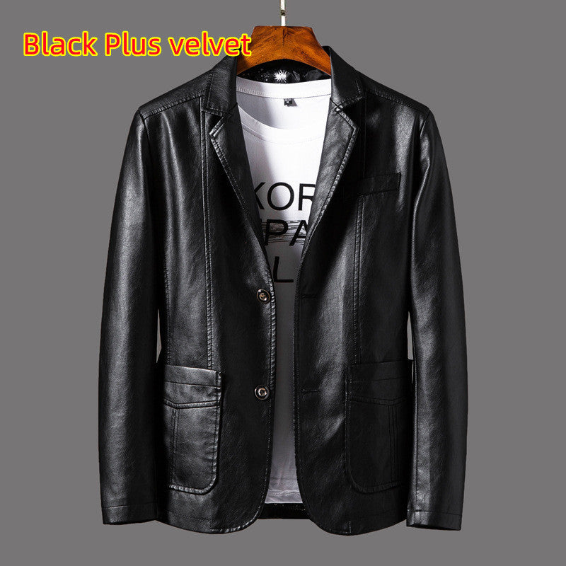 Men’s Thin Leather Jacket – Lapel Collar Spring/Summer Outerwear by The Lux Collective