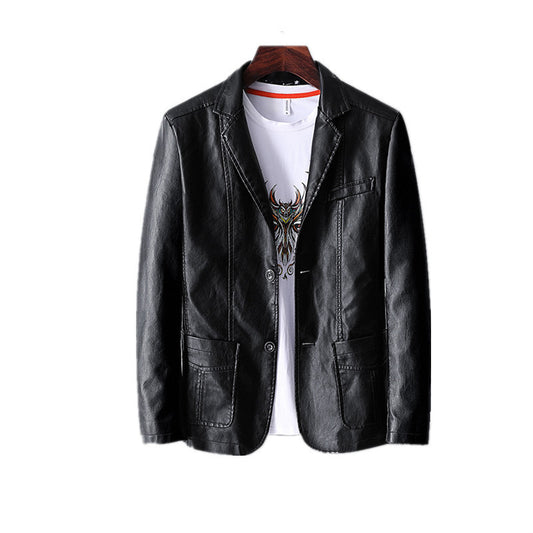 Men’s Thin Leather Jacket – Lapel Collar Spring/Summer Outerwear by The Lux Collective