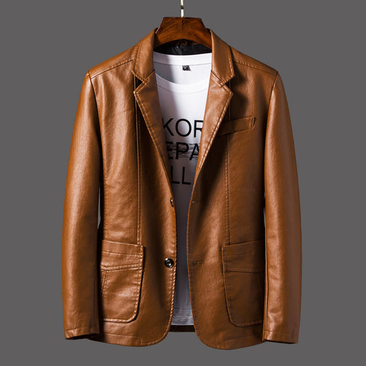 Men’s Thin Leather Jacket – Lapel Collar Spring/Summer Outerwear by The Lux Collective